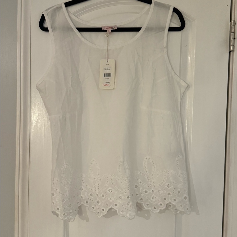 Chic White Eyelet Tank Top